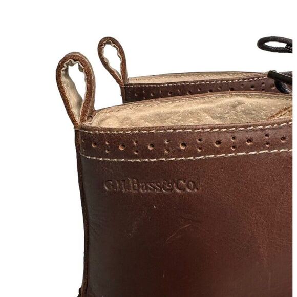 GH Bass Billy Mens Ankle Boots Brown Leather Wingtip Brogue Round Toe Lace Up 13 - Picture 3 of 13